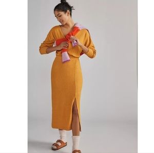 Anthropologie Daily Practice Yellow Midi Dress L